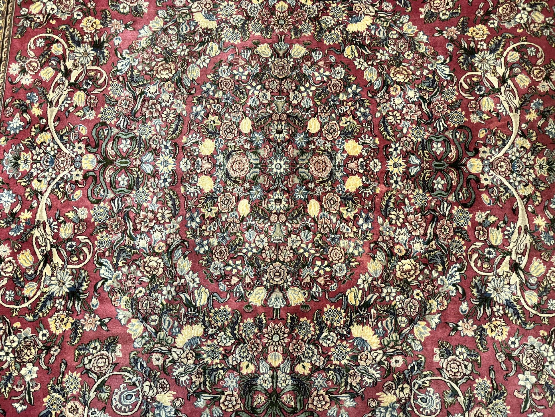 Sino Persian Rug 9x12, Fine 290 KPSI, Rose-Red, Floral Allover - Nuvé