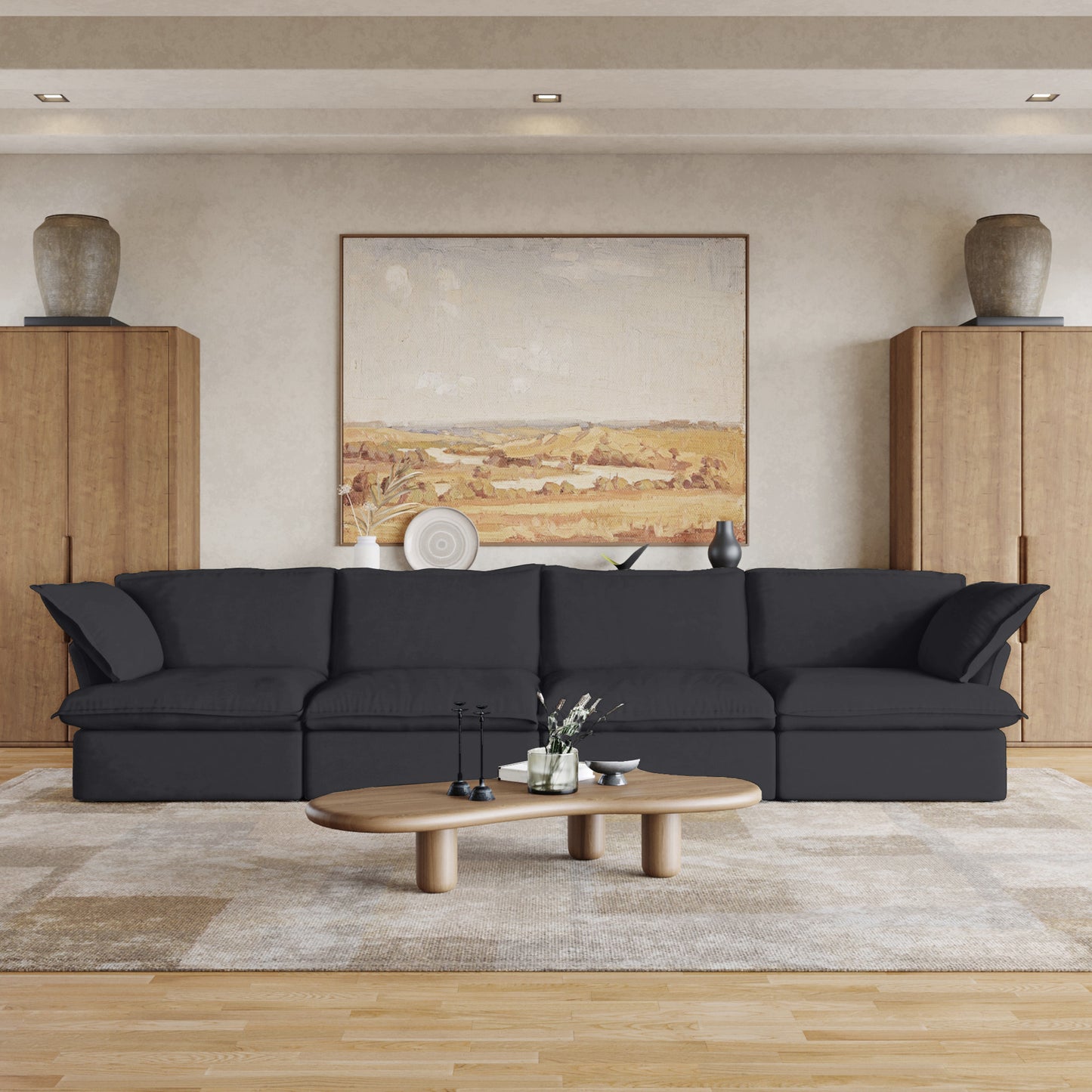 Sabi Modular Boucle Cloud Sofa - Obsidian Black - 4-Seater Sofa - Nuvé