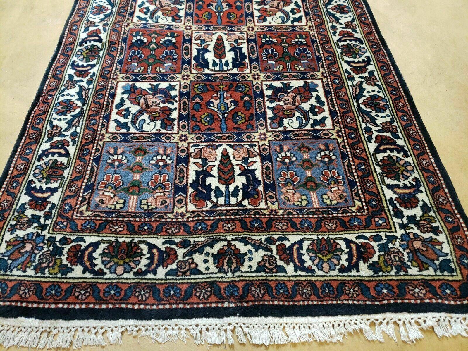 4' X 6' Vintage Handmade Indian Panel Design Wool Rug Veg Dyes - Nuvé