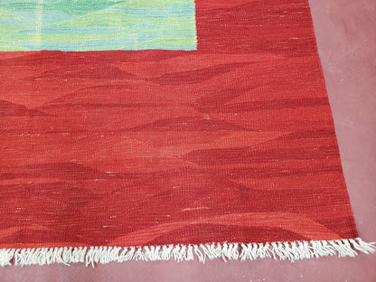 Red Turkish Kilim Rug, 5x7 - 6x8 Rugs, Red and Green Kilim Carpet, Kilim Area Rugs, Flatweave No Pile Rug, New Turkish Rug, Handmade Kilim - Nuvé