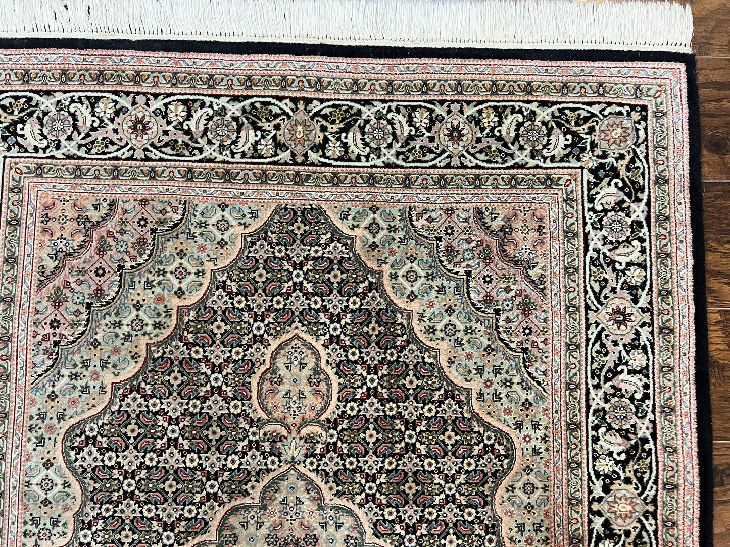 Sino Persian Rug 4x6, Fine Hand Knotted Carpet, Black, Wool, Vintage Rug 4 x 6, Herati Mahi, 300 KPSI - Nuvé