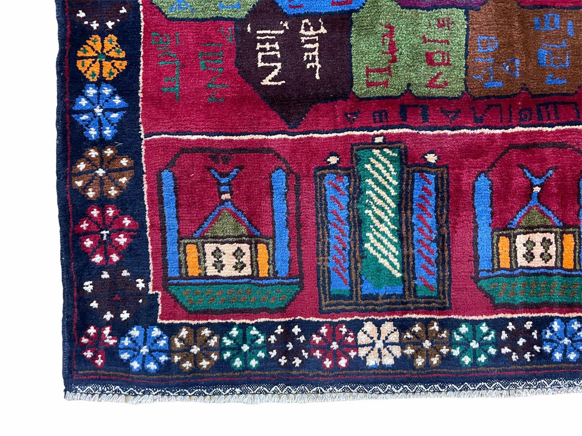 3 X 5 Vintage Handmade Tribal Wool Rug Balouchi Rug Afghan Rug Red Beige Nice