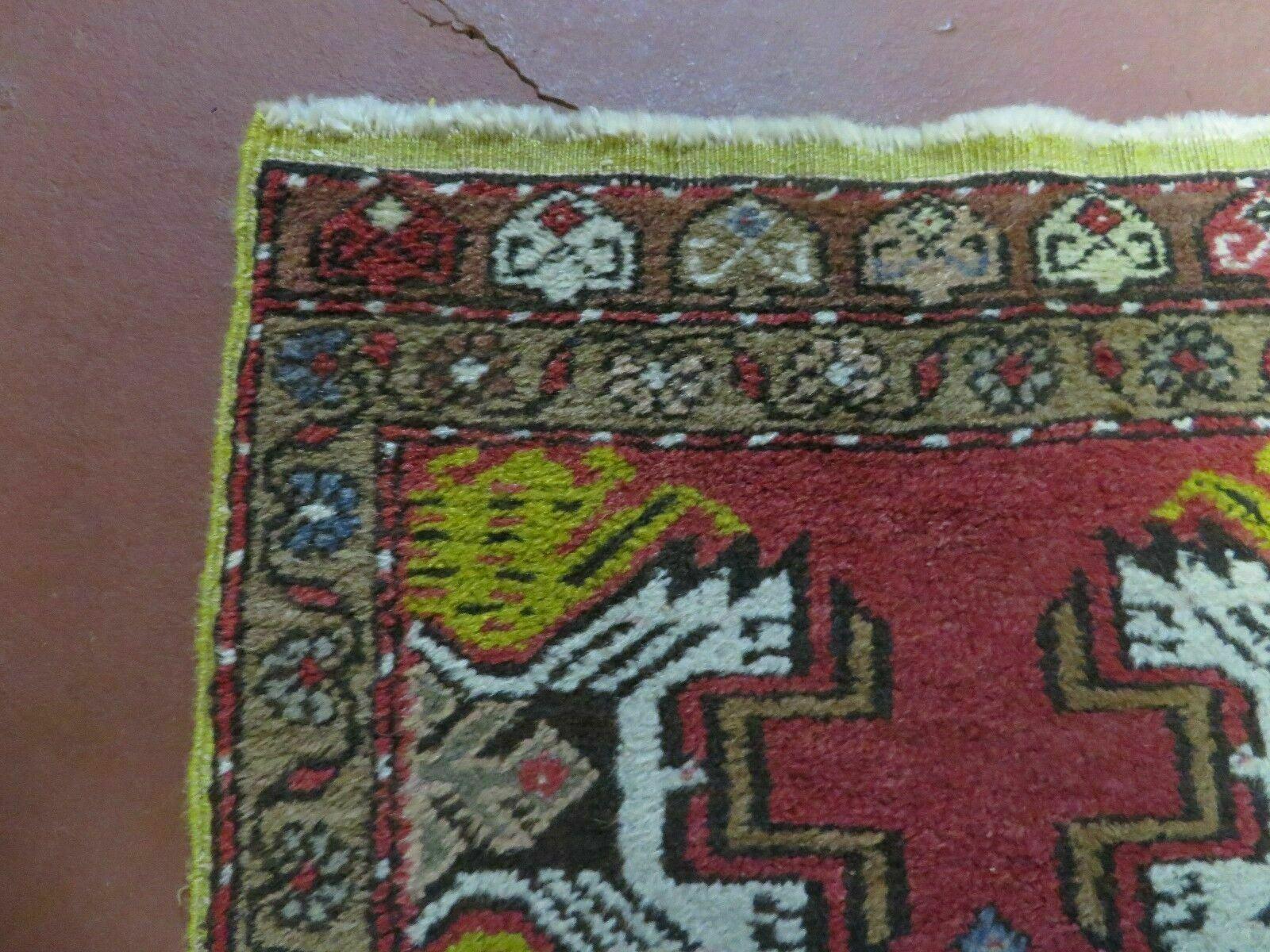 20" X 38" Antique Handmade Turkish Oushak Oshak Yastik Wool Rug Mat Turkey Nice - Nuvé