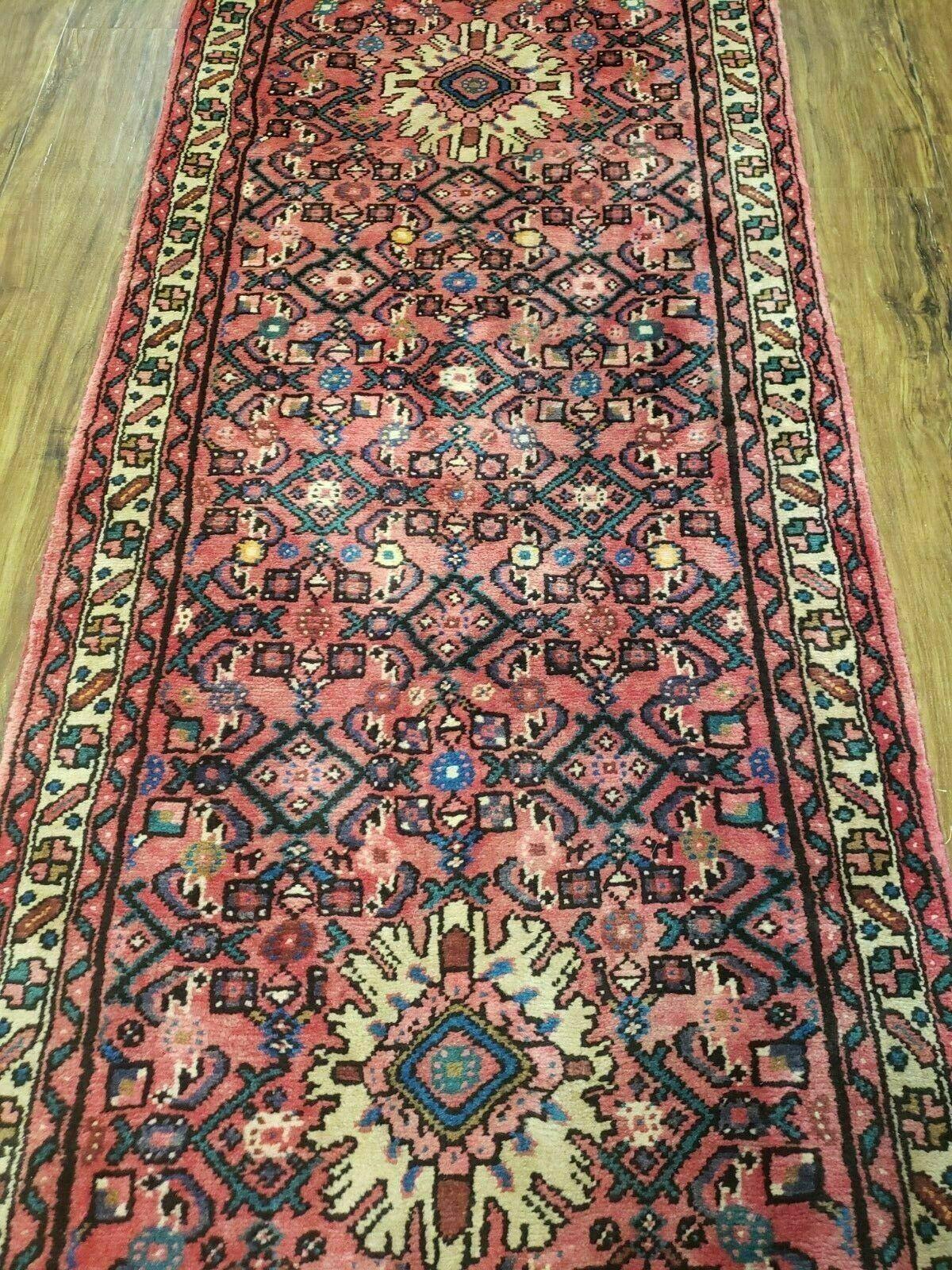 Persian Hamadan Runner Rug 2.8 x 14, Red, Vintage Handmade Wool Runner Rug - Nuvé