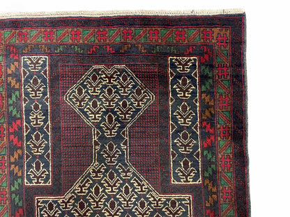 3x5 New Vintage Handmade Wool Rug Tribal Balouch Turkoman Prayer Rug Veggie Dyes - Nuvé