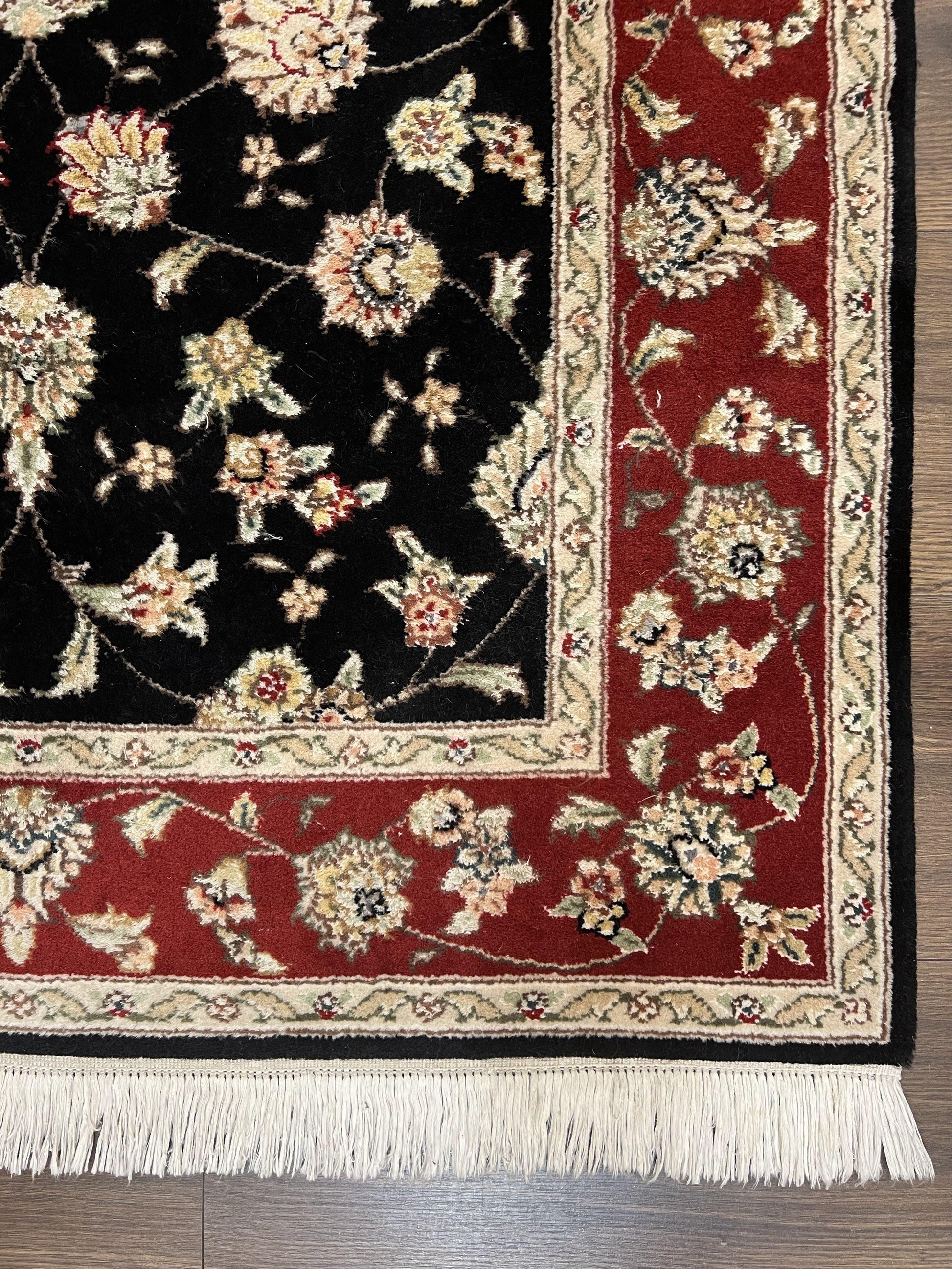 Pak Persian Rug 3x5, Black and Red, Floral Allover, Vintage Hand Knotted Wool Oriental Carpet, Pakistani Rug, Small Handmade Area Rug 3 x 5 - Nuvé