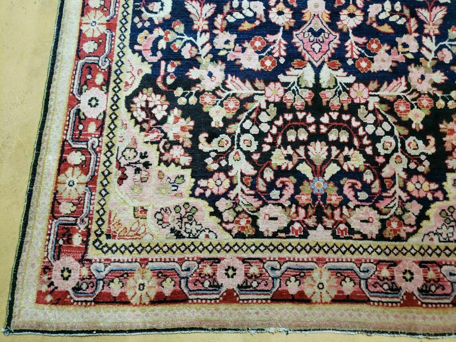 4' X 6' Antique Handmade India Floral Oriental Wool Rug Carpet Organic Blue - Nuvé