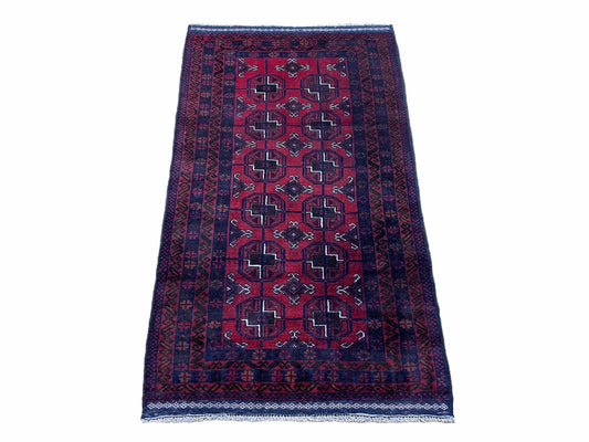 3 X 5 Vintage Handmade Tribal Wool Rug Balouchi Rug Afghan Rug Red Beige Nice - Nuvé