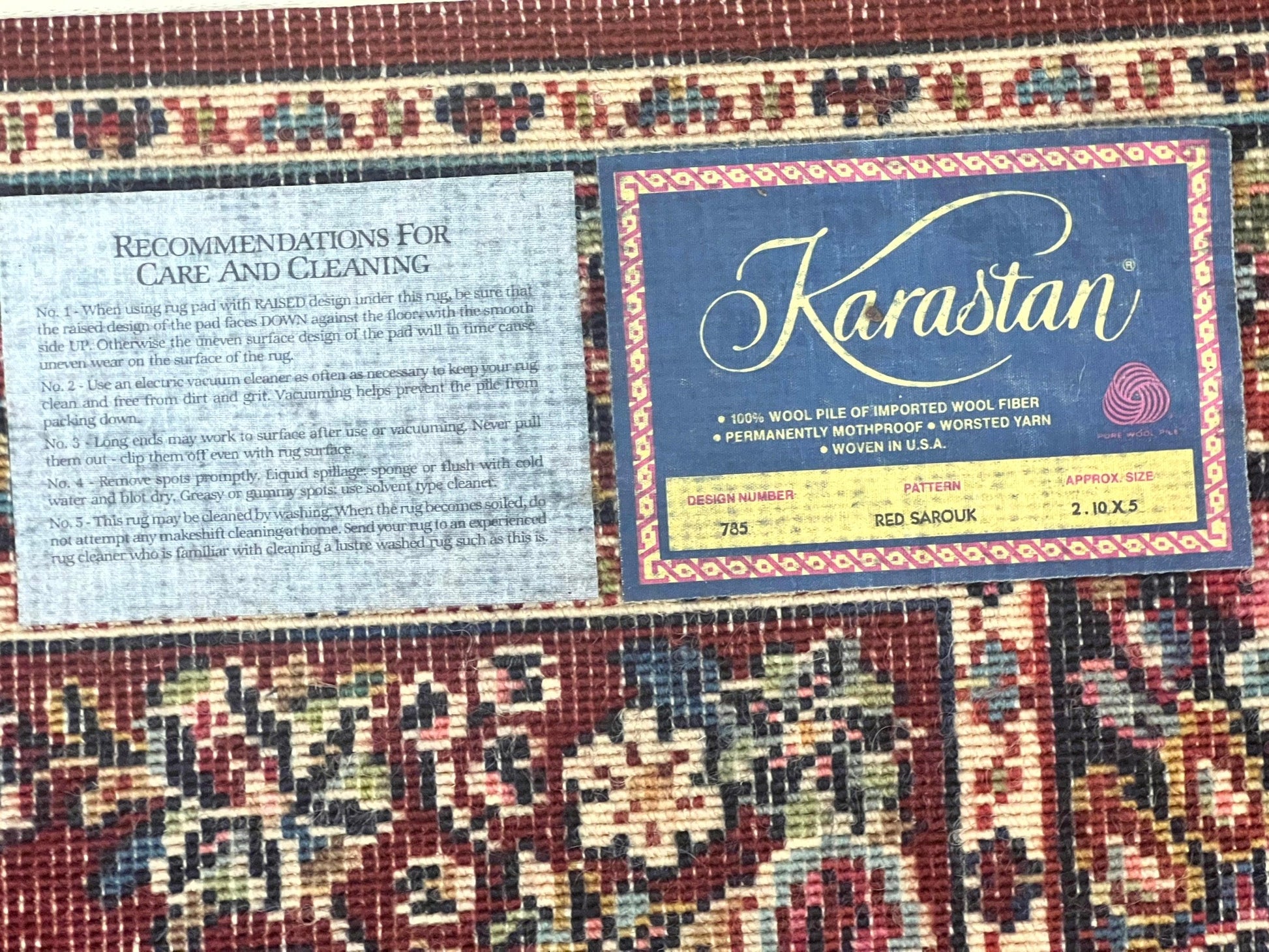 Karastan Rug 3x5 Red Sarouk #785, Small Karastan Wool Pile Rug, Original 700 Series, Discontinued Vintage Karastan Carpet - Nuvé
