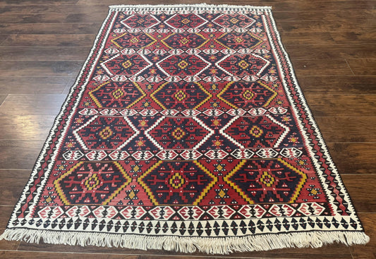 Caucasian Kilim Rug 5x7, Vintage Russian Flatweave Kilim Carpet, Tribal Bohemian Kilim Rug - Nuvé