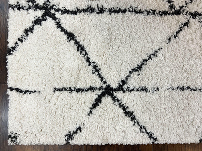 Modern Shag Rug 5x7, Ivory and Black Area Rug 5 x 7 ft - Nuvé