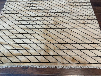 German Rug 7x10, Vintage Handmade Carpet, Contemporary - Nuvé