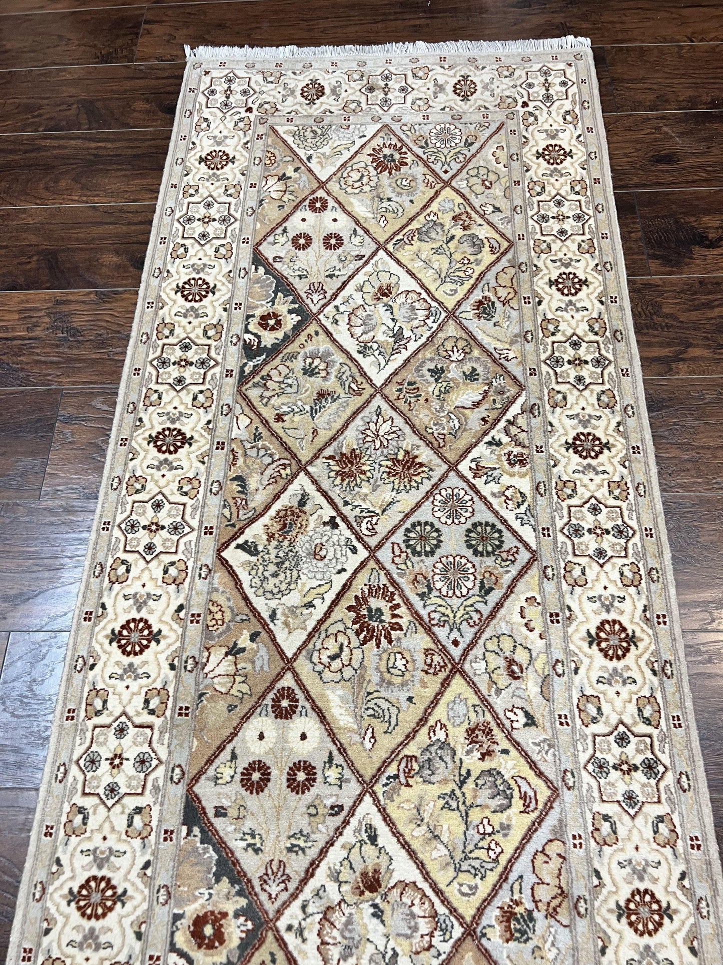 Pak Persiann Runner Rug 2.7 x 12, Handmade Wool Vintage Hallway Rug, Panel Design - Nuvé