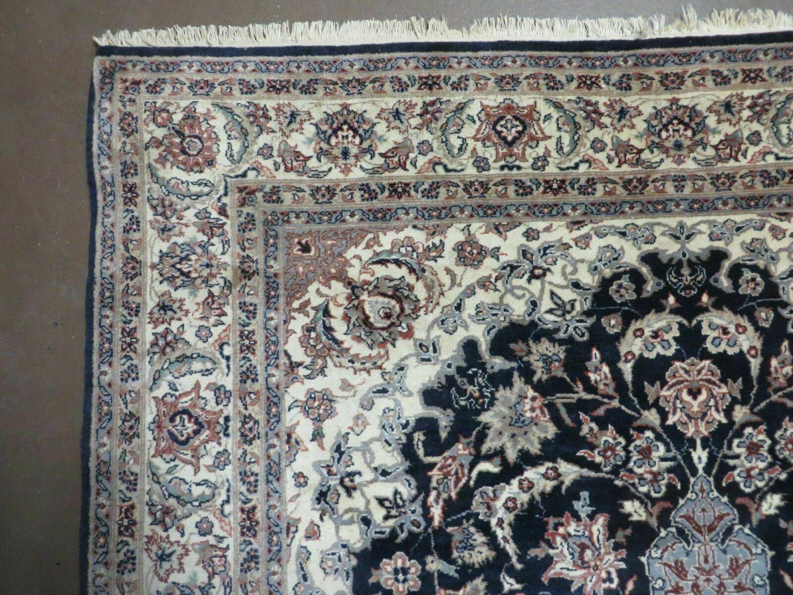 4' X 7' Vintage Handmade India Wool Silk Accent Rug Hand Knotted Black Organic - Nuvé