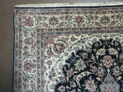 4' X 7' Vintage Handmade India Wool Silk Accent Rug Hand Knotted Black Organic - Nuvé