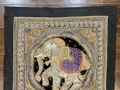 Indian Embroidery 3x3, Elephant Design, Detailed Needlepoint, Beadwork - Nuvé