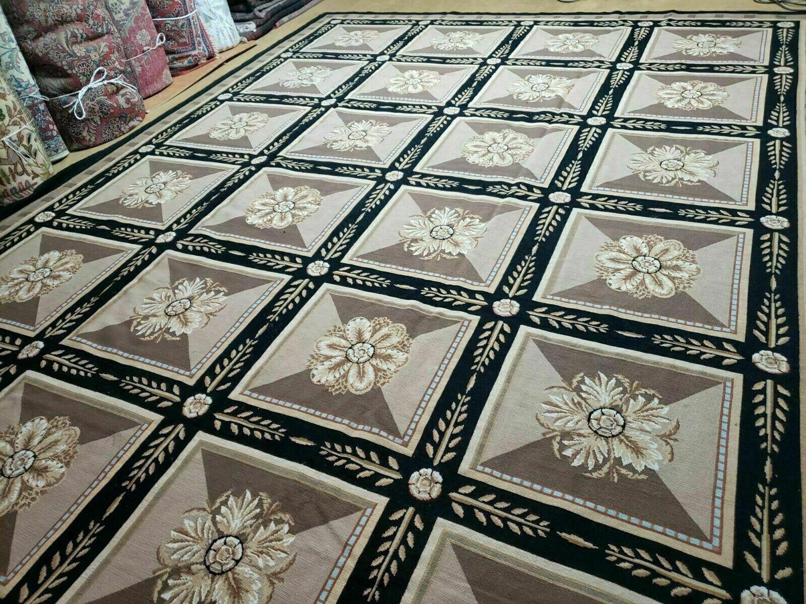 9' X 12' Handmade English Aubusson Savonnerie Design Needlepoint Wool Rug Nice - Nuvé
