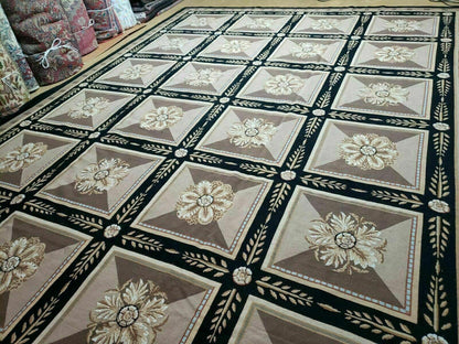 9' X 12' Handmade English Aubusson Savonnerie Design Needlepoint Wool Rug Nice - Nuvé