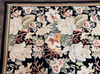Palace Size Needlepoint Rug 13x17, Extra Large Wool Floral Handmade Carpet, European Design, Botanical - Nuvé