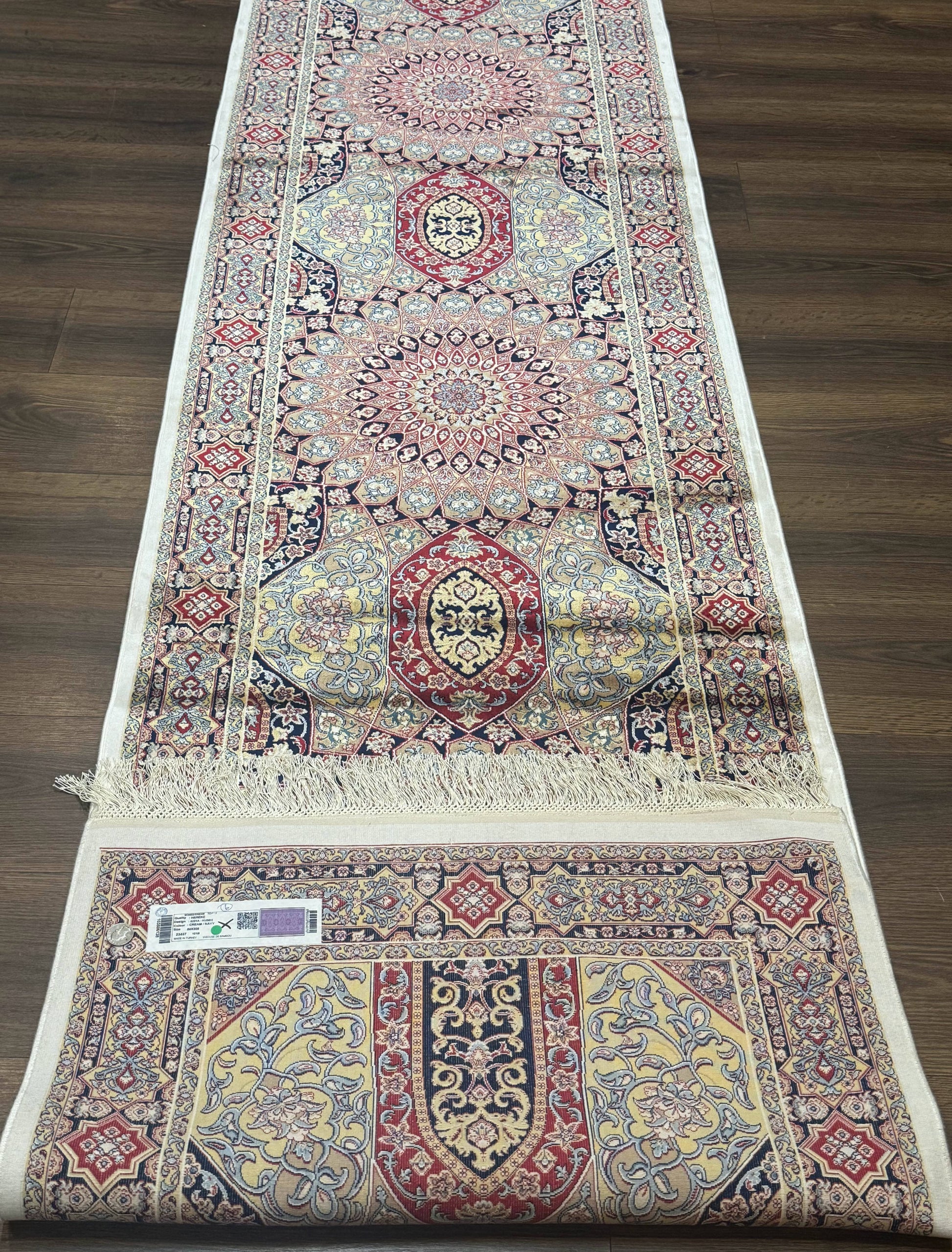 Turkish Silk Runner Rug 2.6 x 10, Dome Design, Hereke Runner, Bamboo Silk, New - Nuvé
