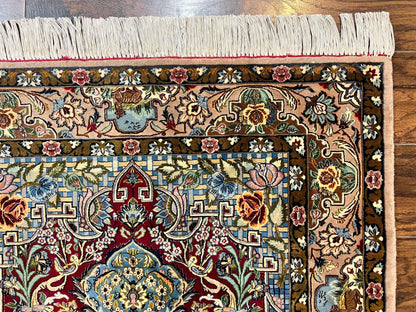 Marvelous Persian Isfahan Rug 3.7 x 5.6, Tree of Life and Animal Pictorials, Handmade Vintage Super Fine 600 KPSI, Kork Wool  Silk Highlights, Rare - Nuvé