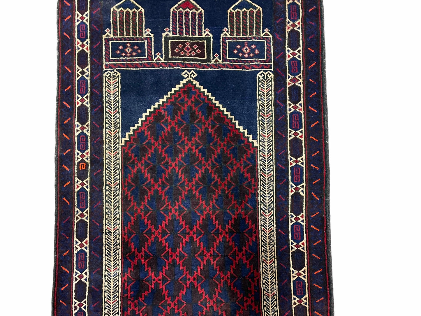 3x5 Vintage Handmade Tribal Wool Rug Balouchi Prayer Rug Afghan Rug Red Blue Wow - Nuvé