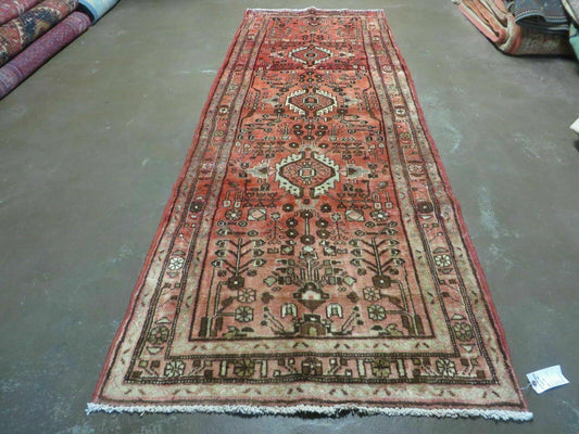 3' 5" X 10' Antique Handmade India Floral Oriental Wool Runner Rug Nice # 103 - Nuvé