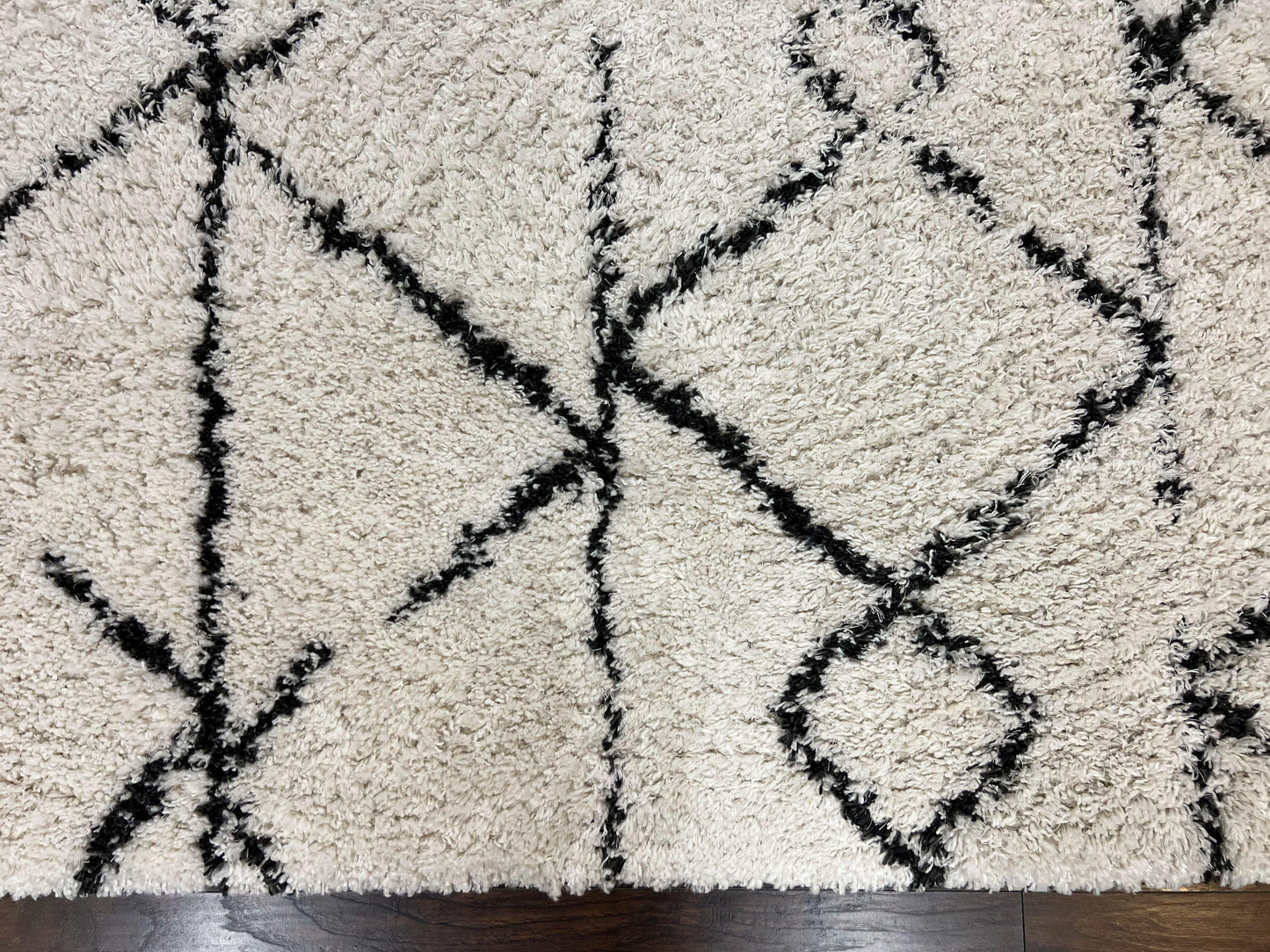 Modern Shag Rug 5x7, Ivory and Black Area Rug 5 x 7 ft - Nuvé
