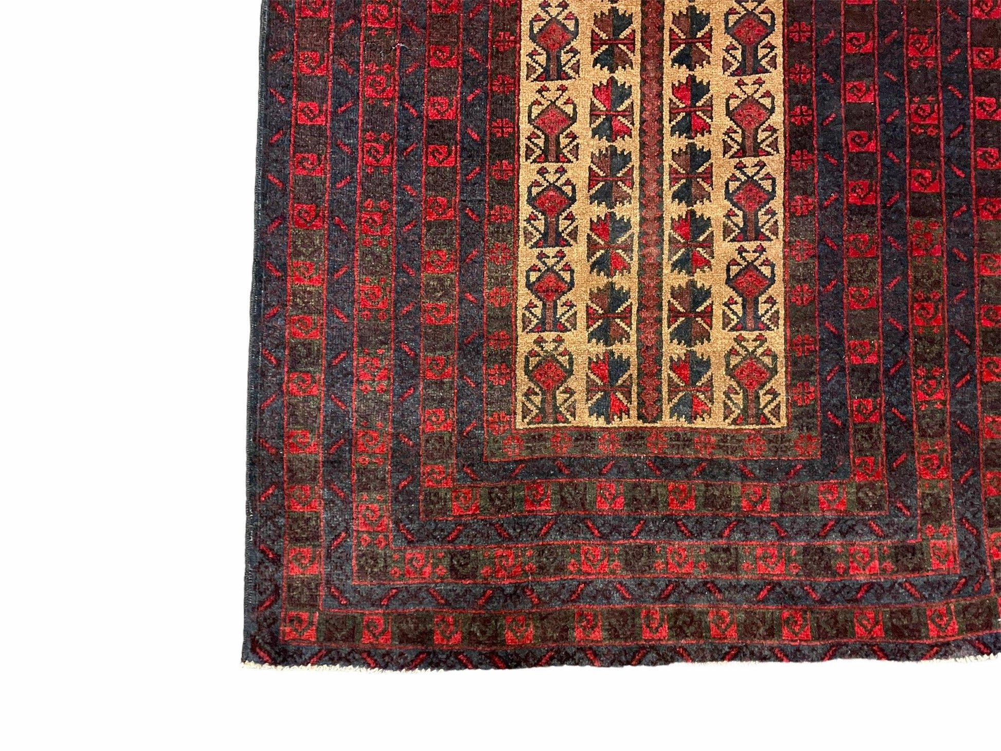 3 X 3.5 New Vintage Handmade Wool Rug Tribal Turkoman Balouch Red Prayer Rug - Nuvé