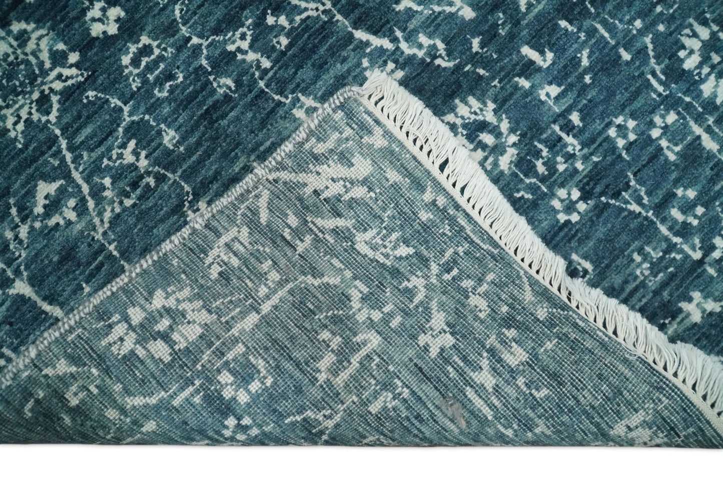 2.6x10 Fine Hand Knotted White and Blue Traditional Vintage Persian Style Antique Wool Rug | AGR23 - Nuvé