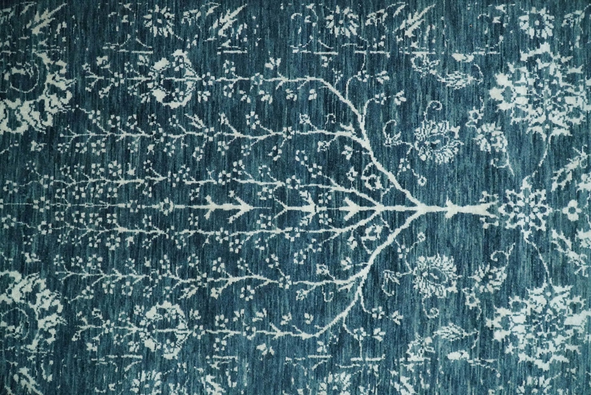 2.6x10 Fine Hand Knotted White and Blue Traditional Vintage Persian Style Antique Wool Rug | AGR23 - Nuvé