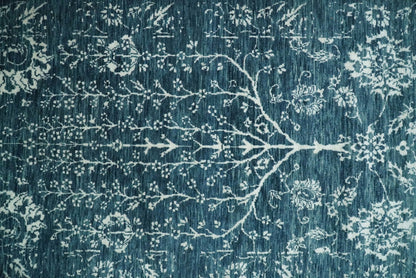 2.6x10 Fine Hand Knotted White and Blue Traditional Vintage Persian Style Antique Wool Rug | AGR23 - Nuvé