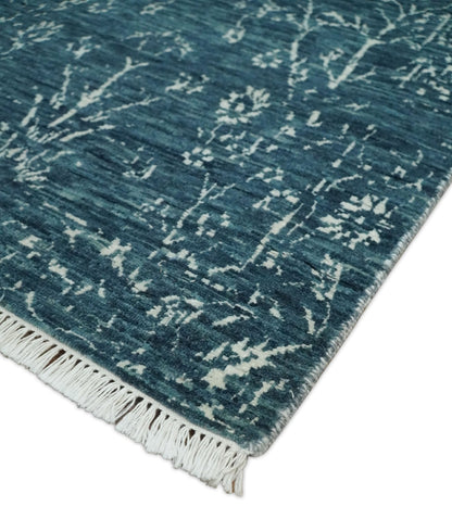 2.6x10 Fine Hand Knotted White and Blue Traditional Vintage Persian Style Antique Wool Rug | AGR23 - Nuvé