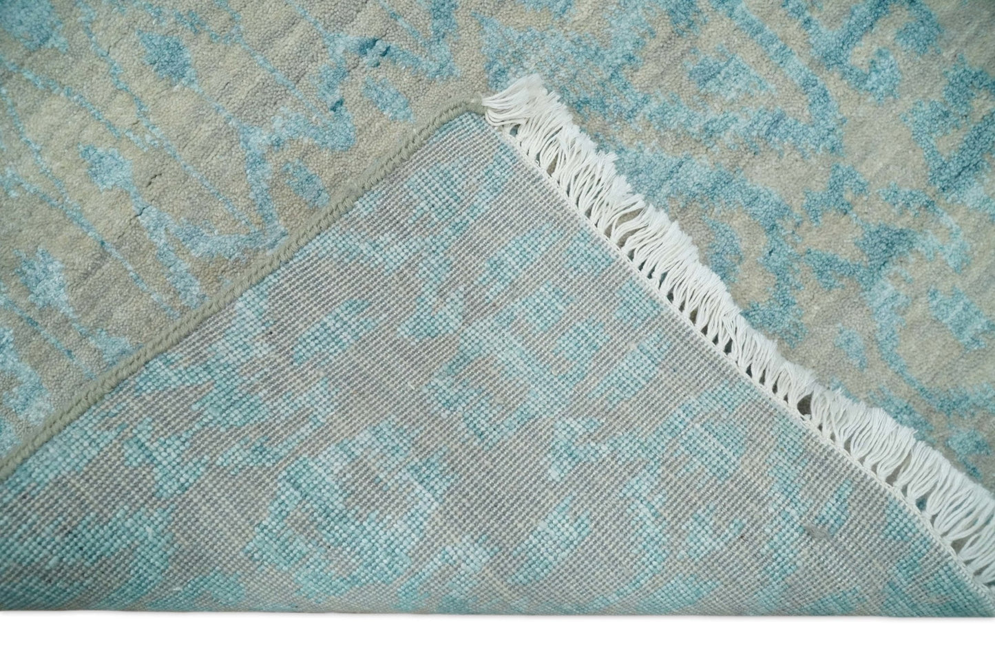 2.6x8 Fine Hand Knotted Camel and Blue Traditional Vintage Persian Style Antique Wool and Silk Rug | AGR26 - Nuvé