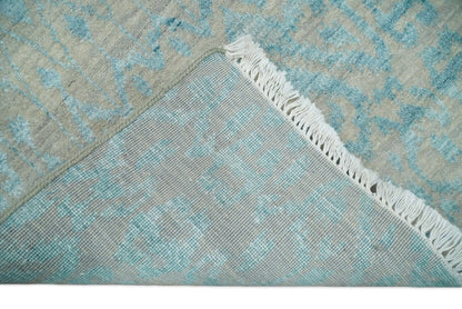 2.6x8 Fine Hand Knotted Camel and Blue Traditional Vintage Persian Style Antique Wool and Silk Rug | AGR26 - Nuvé