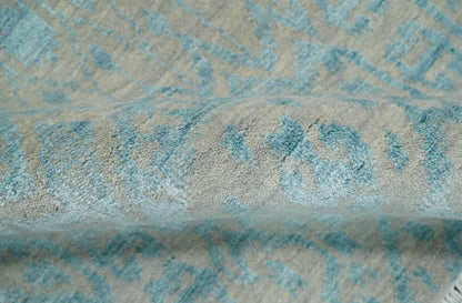 2.6x8 Fine Hand Knotted Camel and Blue Traditional Vintage Persian Style Antique Wool and Silk Rug | AGR26 - Nuvé