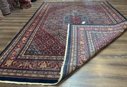Indo Persian Bidjar Rug 9x12 Wool Handmade Carpet Dark Blue - Nuvé