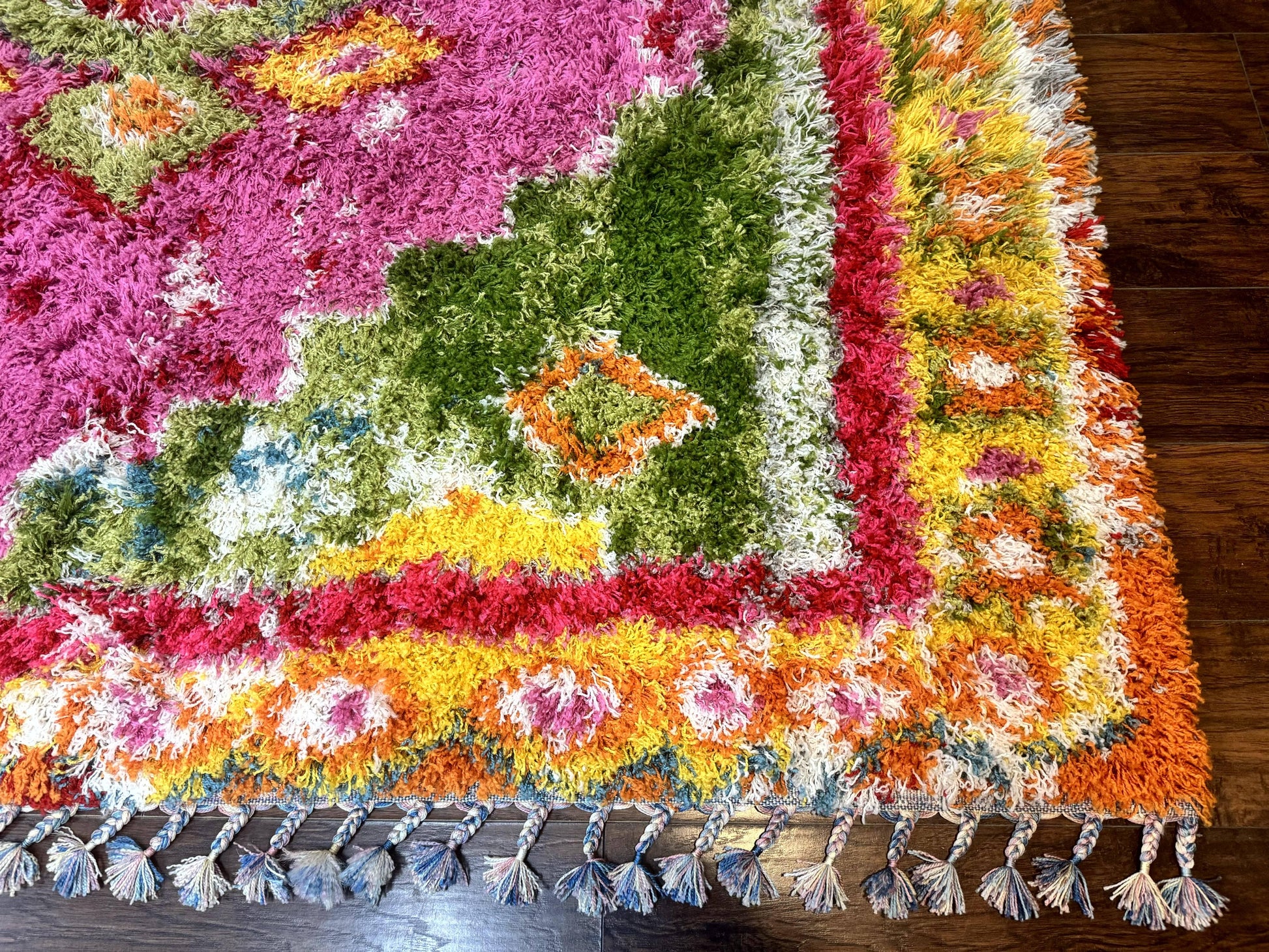 Colorful Shag Rug 8x10, Fuchsia and Multicolor - Nuvé