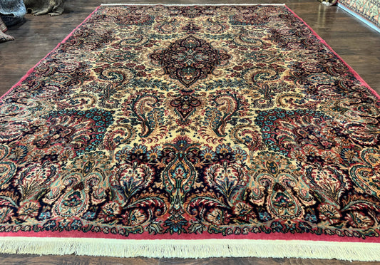 Antique Karastan Kirman Rug 8.8 x 12, Imperial Karastan #1427, Ivory Kirman - Nuvé