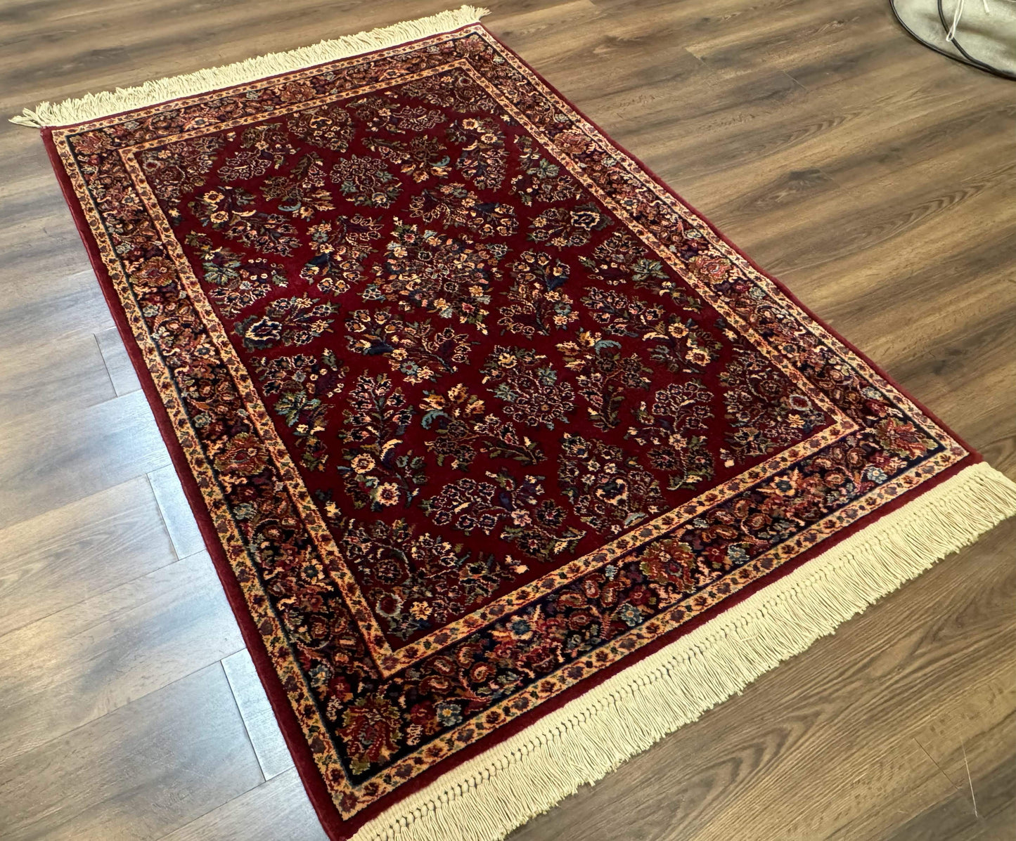 4x6 Karastan Rug Red Sarouk #785, Wool Pile Original 700 Series, Vintage Discontinued - Nuvé