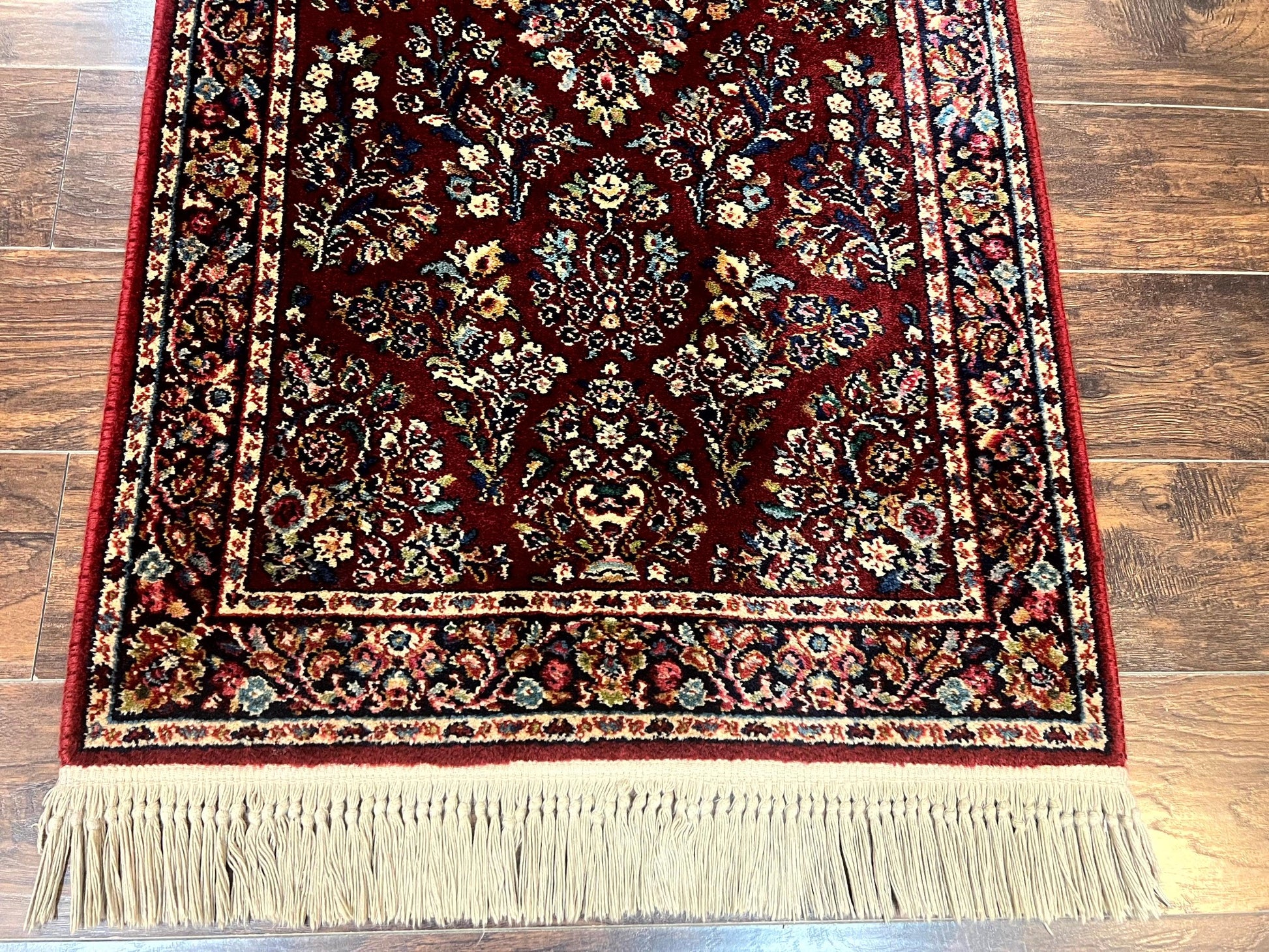 Karastan Rug 3x5 Red Sarouk #785, Small Karastan Wool Pile Rug, Original 700 Series, Discontinued Vintage Karastan Carpet - Nuvé