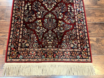 Karastan Rug 3x5 Red Sarouk #785, Small Karastan Wool Pile Rug, Original 700 Series, Discontinued Vintage Karastan Carpet - Nuvé