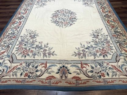 Ivory Needlepoint Rug 8x10, Wool Handmade Carpet - Nuvé