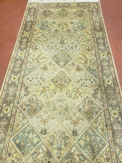 2' 7" X 9' Vintage Handmade India Floral Oriental Wool Runner Rug Hand Knotted - Nuvé
