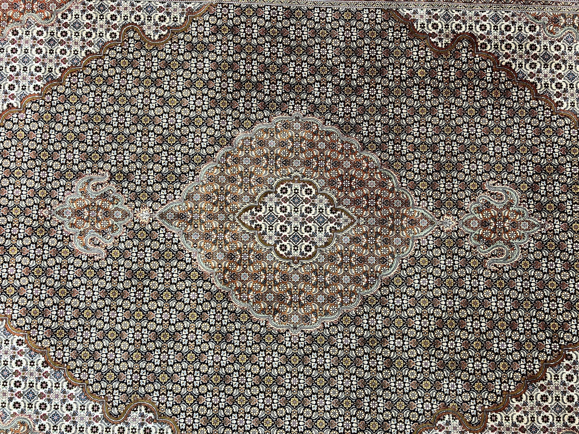 Wonderful Persian Tabriz Rug 7x10 ft, Very Fine 50 Raj 350 KPSI Oriental Carpet, Herati Mahi Pattern, Authentic Hand Knotted Handmade Wool Vintage - Nuvé