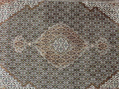 Wonderful Persian Tabriz Rug 7x10 ft, Very Fine 50 Raj 350 KPSI Oriental Carpet, Herati Mahi Pattern, Authentic Hand Knotted Handmade Wool Vintage - Nuvé