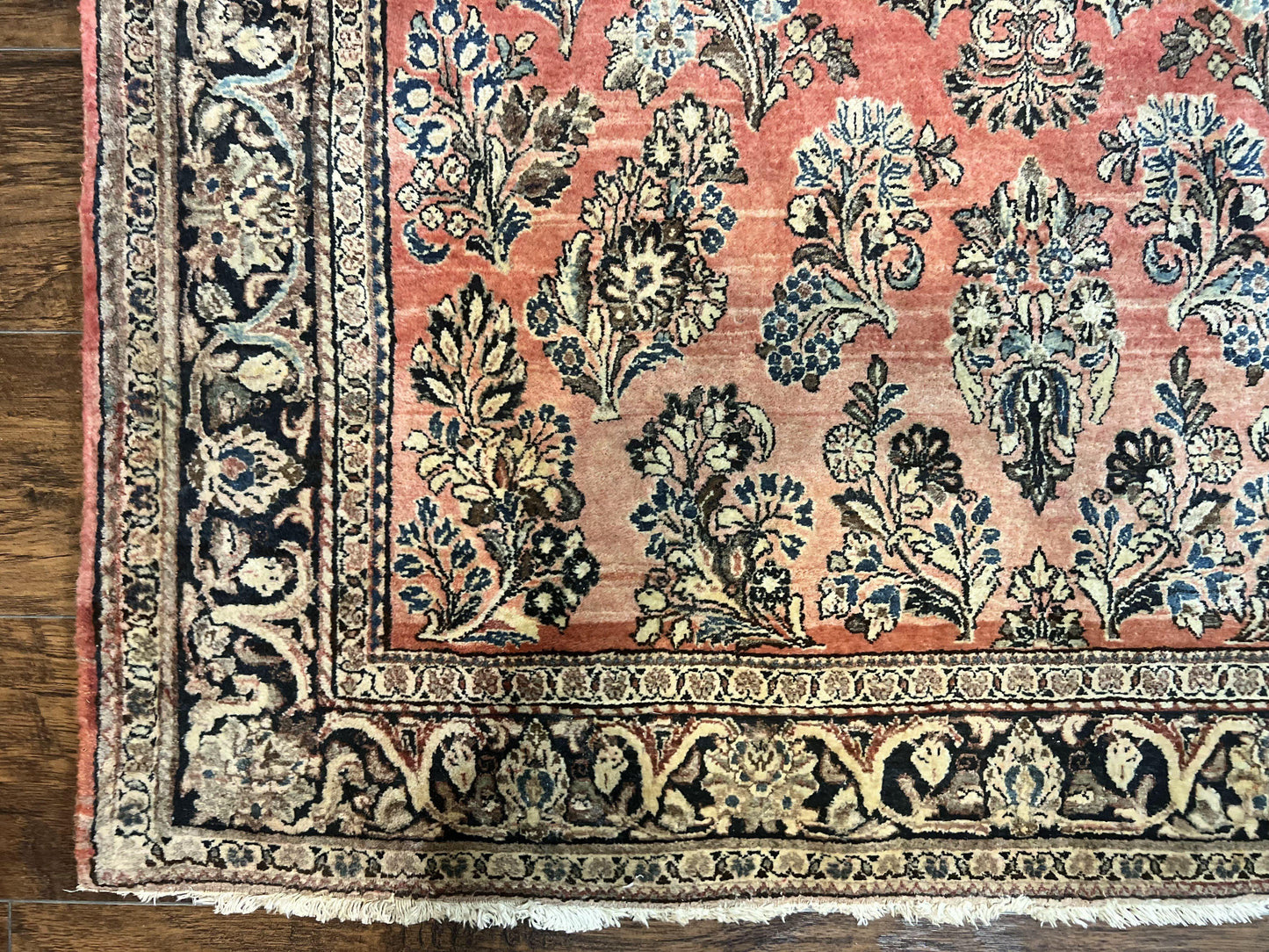 Antique Persian Sarouk Rug 4x7, Hand Knotted Wool Red Persian Carpet, Floral, Fine 300 KPSI - Nuvé