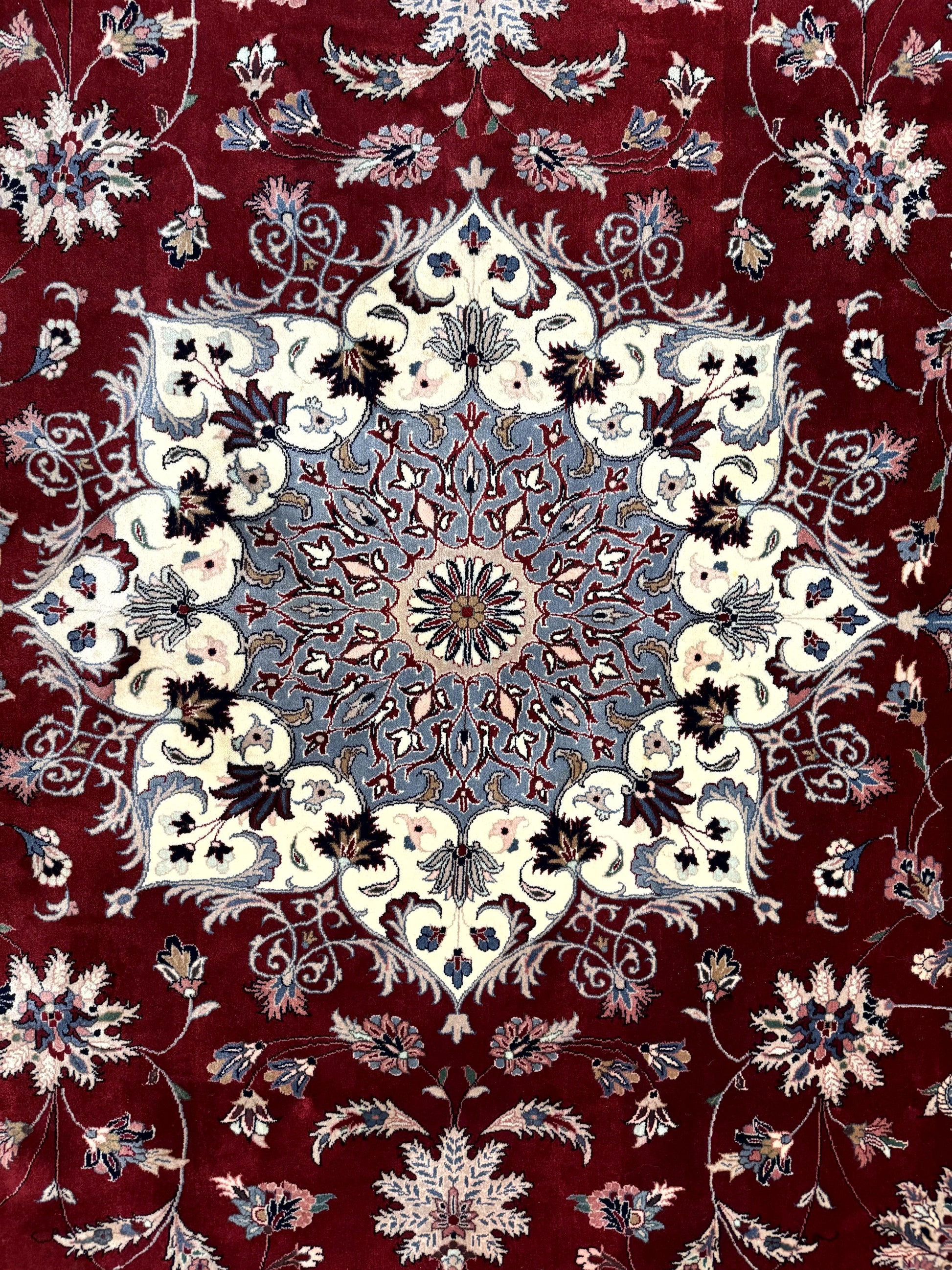 Pak Persian Rug 9x12, Maroon and Ivory, Wool Handmade Vintage - Nuvé