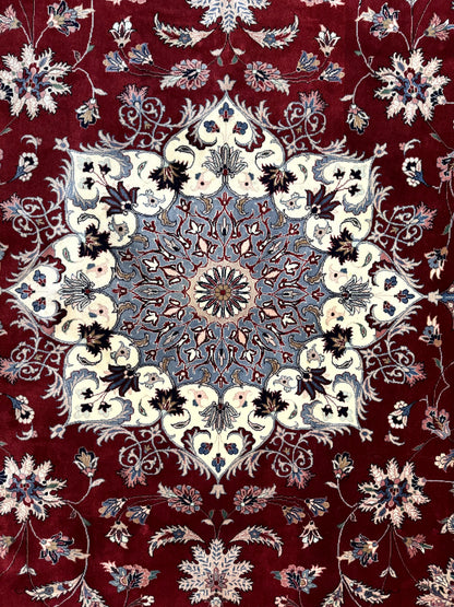 Pak Persian Rug 9x12, Maroon and Ivory, Wool Handmade Vintage - Nuvé