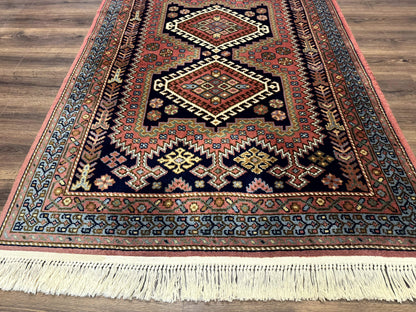 5x7 Persian Tribal Design Rug, Wool, Geometric Medallions, Vintage, Power Loomed